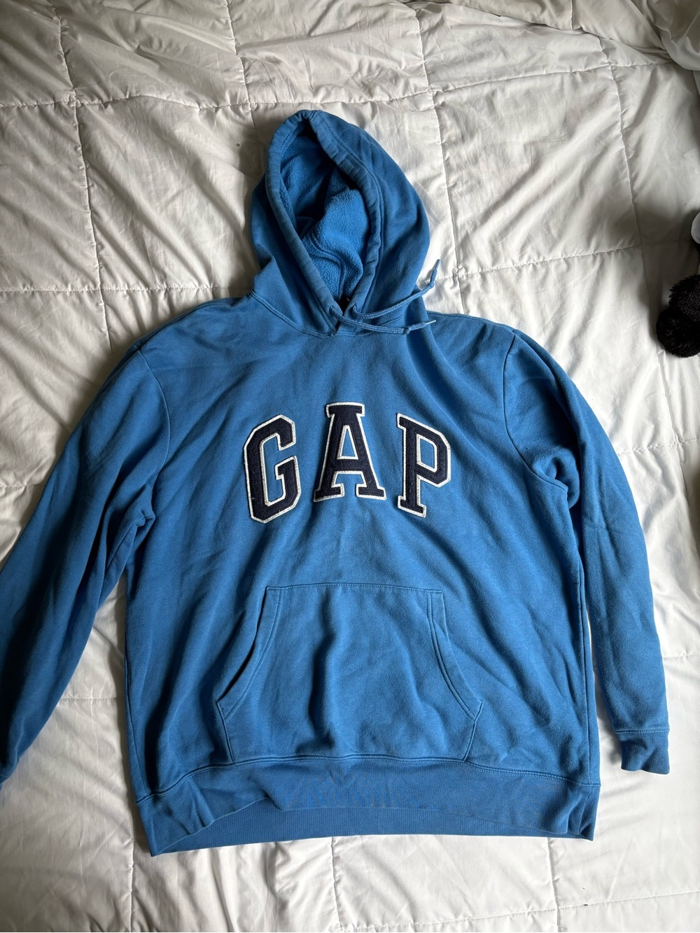GAP Men's Bright Blue Crewneck Hoodie with Logo